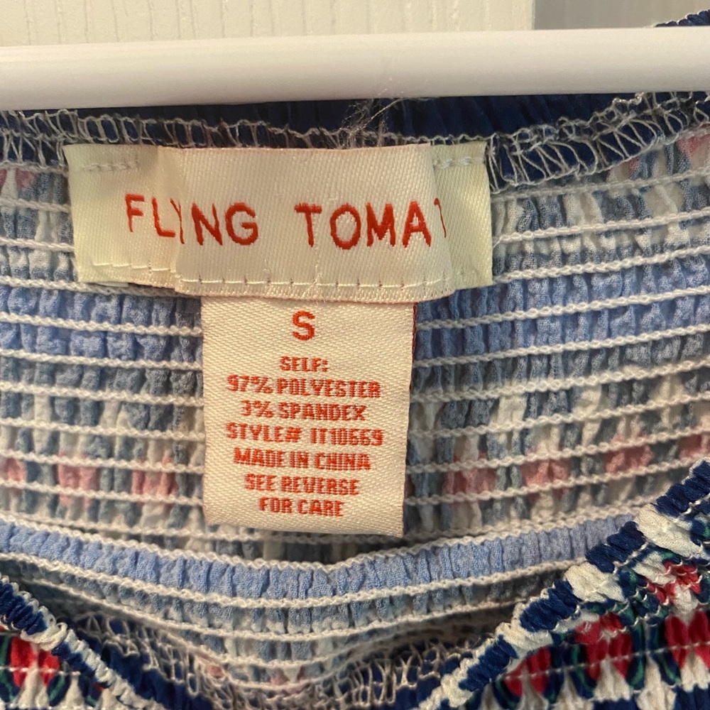 🕕 NWOT | Flying Tomato | Mixed Print OTS 3/4 Sleeves Boho Top | Multicolor | S - Picture 6 of 7